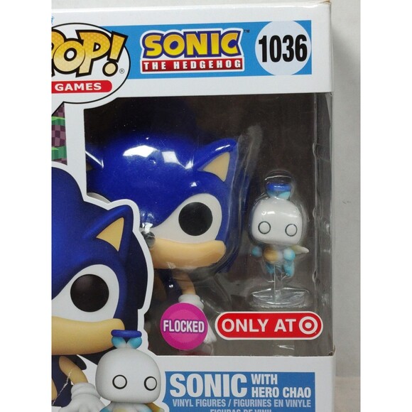 Funko Pop! Games Sonic the Hedgehog & Hero Chao 1036 Vinyl Figures Flocked NEW - Picture 8 of 16
